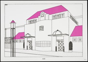 Gare, de Une Cite Moderne, Dessins de Rob Mallet-Stevens Architecte, 1987 (publicado)